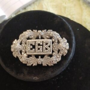 1920's Silvertone Initialed Brooch. Has the Charecteristic Of Sterling, Unmarked